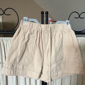 Zara Tan Cargo Shorts Elastic Waist Relaxed Fit